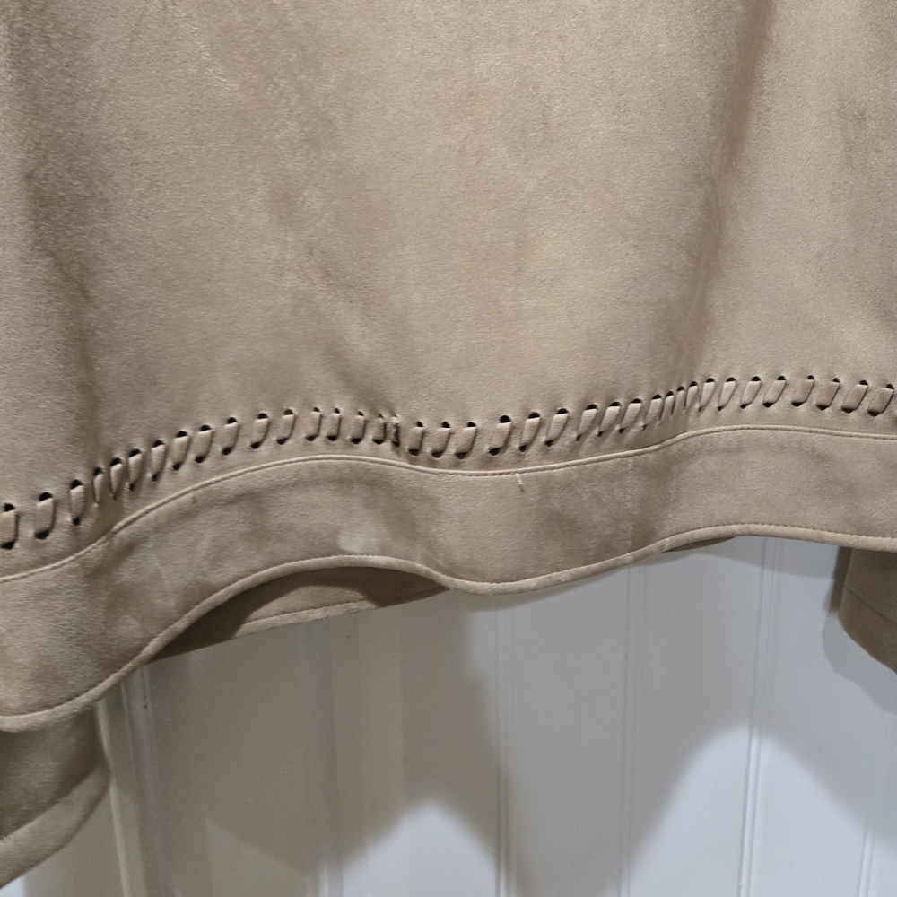 Zara Faux Leather Tan Women's Jacket with Stitch Detailing Size XL EUC - Picture 10 of 10